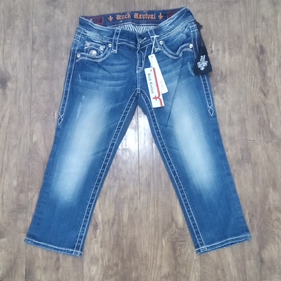 Rock Revival Women's 26 Capri Celine Bejeweled Distressed - Picture 3 of 11